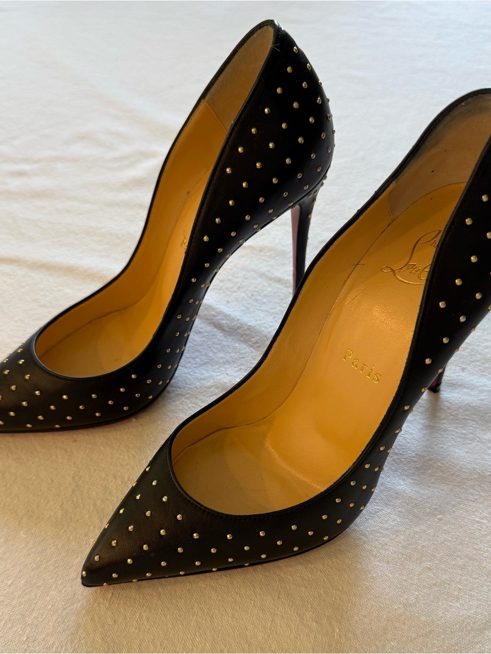 Christian Louboutin Black Studded Red Bottom Pumps